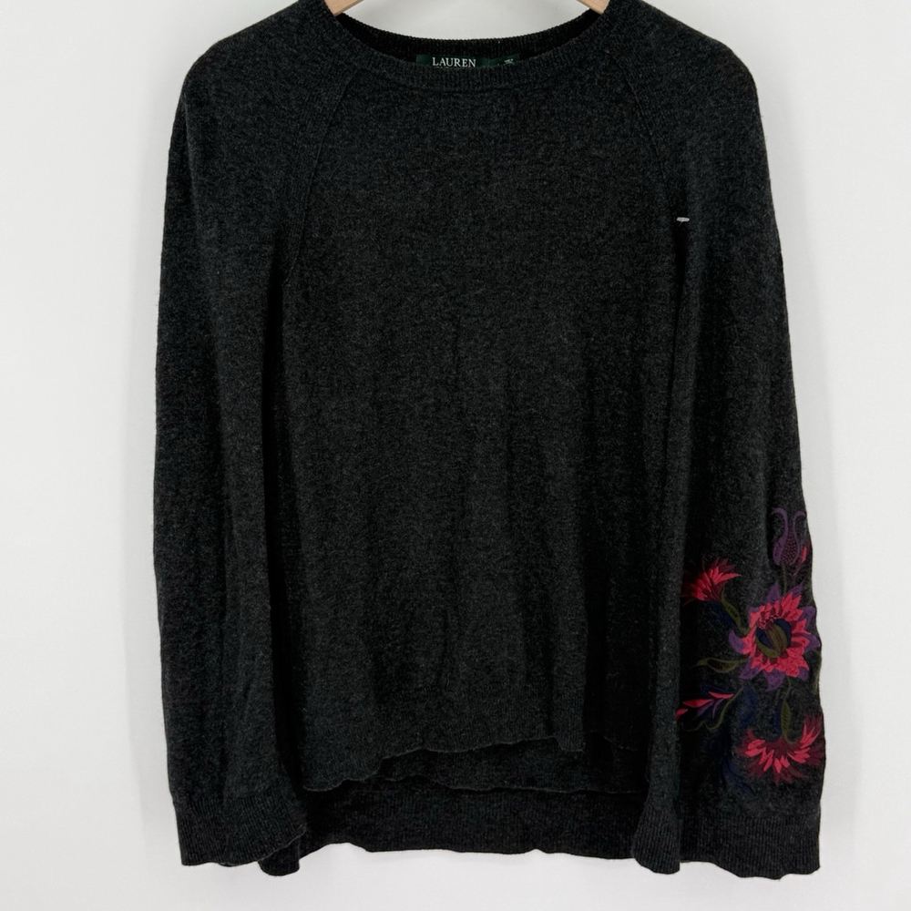Ralph Lauren Cape Poncho Wool Cashmere Blend Sweater Embroidery Size Large